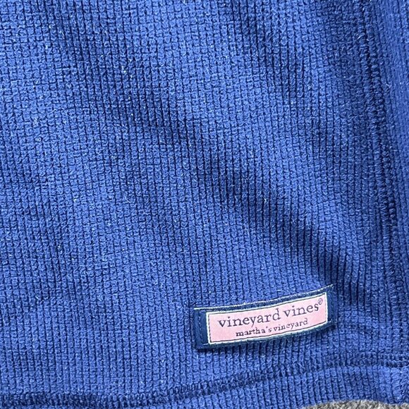 Vineyard Vines Pullover Mens Small Blue 1/4 Zip Waffle Knit Mock Neck Shirt Top - Picture 7 of 12
